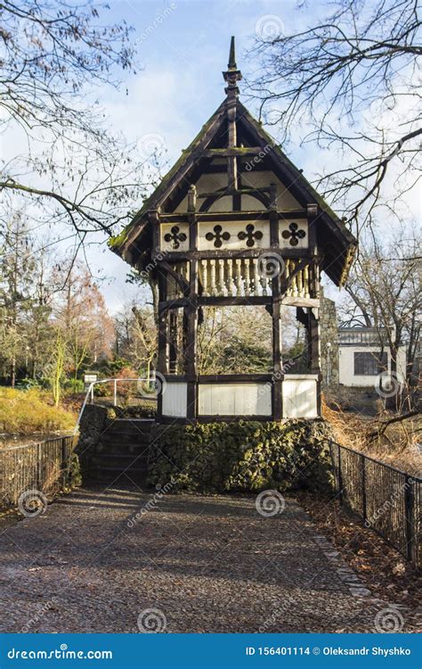 Beautiful Wooden Gazebo In Wroclaw Zoo Poland Stock Photo Image Of