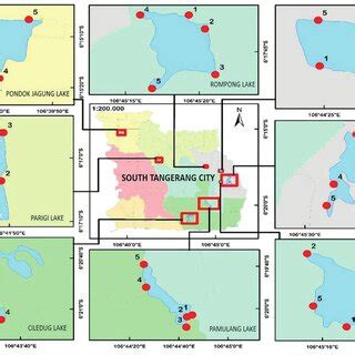 map   urban lakes  south tangerang city   sampling point