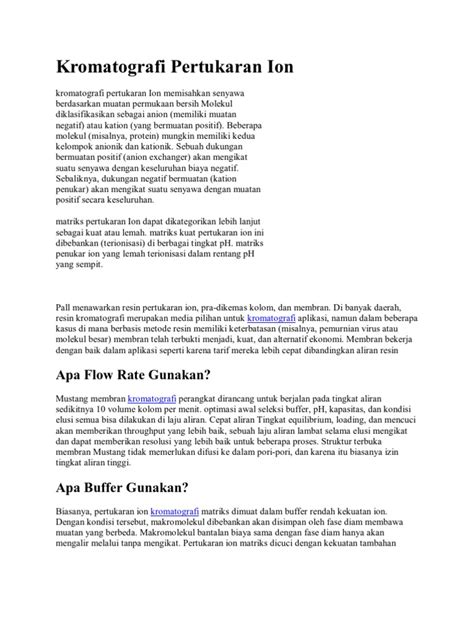 PDF Ion Exchange Chromatography Kromatografi Pertukaran Ion DOKUMEN