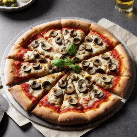 Premium AI Image | A pizza with mushrooms and cheese on it