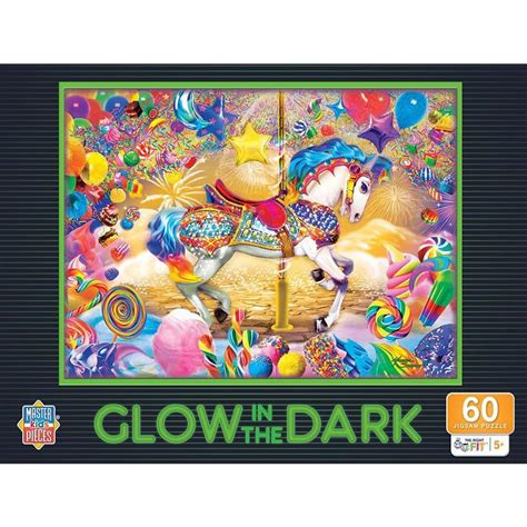 The Glow In The Dark Puzzle Is Shown With An Image Of A Unicorn On It