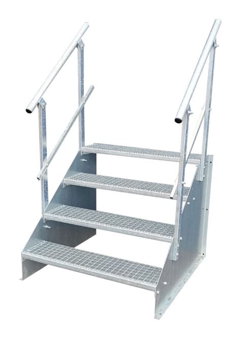 4 Stufen Standtreppe Stahltreppe freistehend Breite 80cm Höhe 84cm