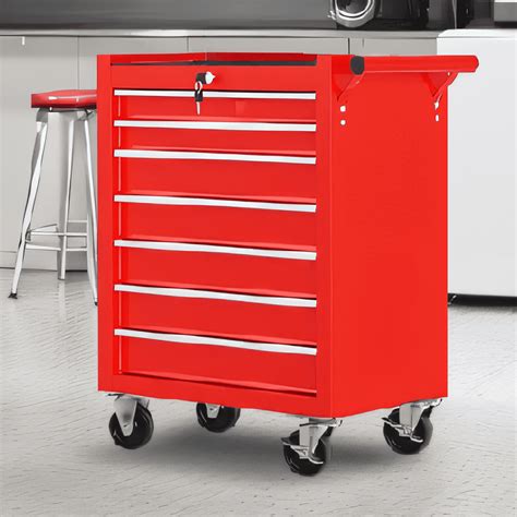 seizeen mobile rolling tool chest metal toolbox organizer  garage