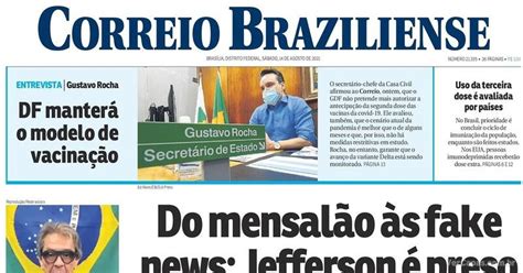 Capa Correio Braziliense Edi O S Bado De Agosto De