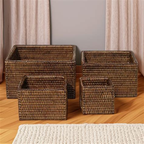 Rattan Island Rattan Rect Tray With Handle Large Inside Glass