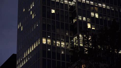 Exterior Of Office With Lit Windows At Night Stock Footage SBV ...