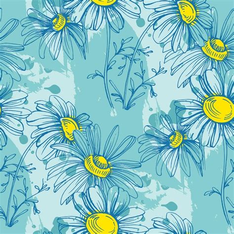 Premium Vector Daisy Chamomile Seamless Pattern