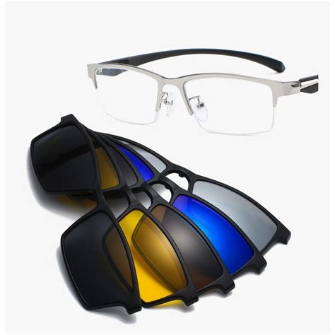 Deseja Se Comprar Lentes Para Oculos - Armação Masculina Para Óculos 6 Em 1 Lentes Clip On Solar Noturna 2347T ...