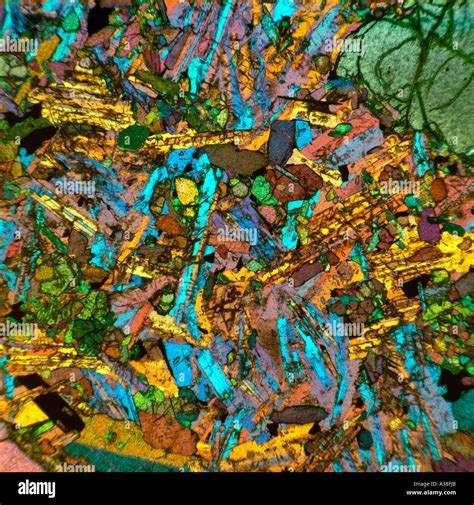 Rock conglomerate section photomicrograph cross polarized lighting ...