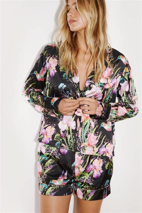 Bird And Floral Print Short Pajama Set Nasty Gal