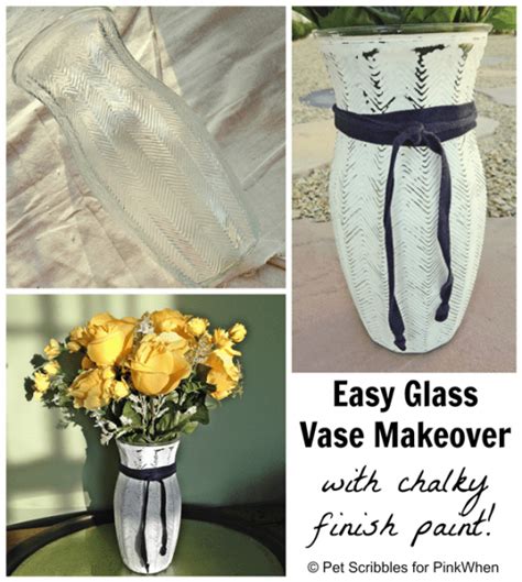 Glass Vase Makeover With Chalky Finish Paint Pinkwhen