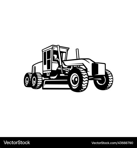 Silhouette Of Motor Grader Monochrome Royalty Free Vector