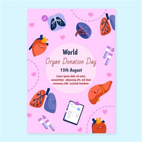 Free Vector Flat World Organ Donation Day Vertical Poster Template