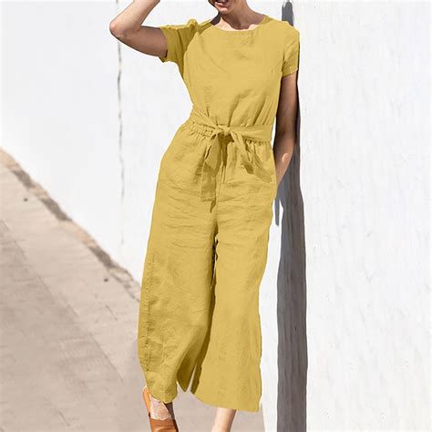 Xysaqa Rompers For Women Linen Jumpsuits For Women Summer Casual