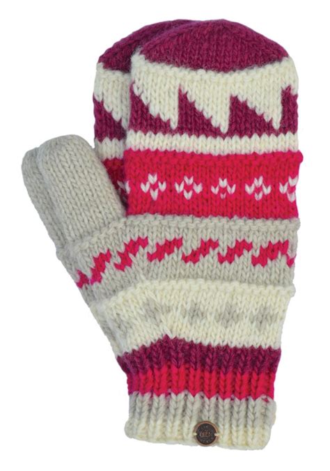 Fleece lined mittens - patterned - Pinks | Black Yak