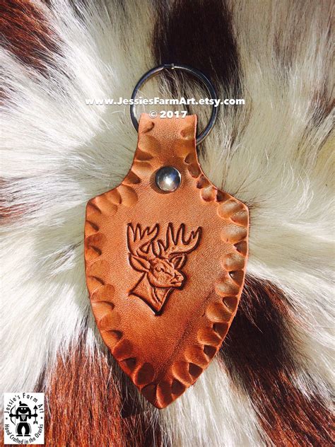 Leather Arrowhead Keychain Buck Deer Arrow Head Ornate Custom Etsy