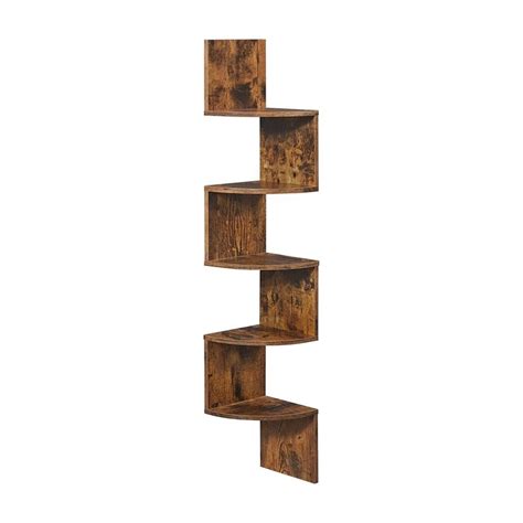 Buy Vasagle Corner Shelf 5 Tier Floating Wall Shelf With Zigzag Design Rustic Brown Mydeal