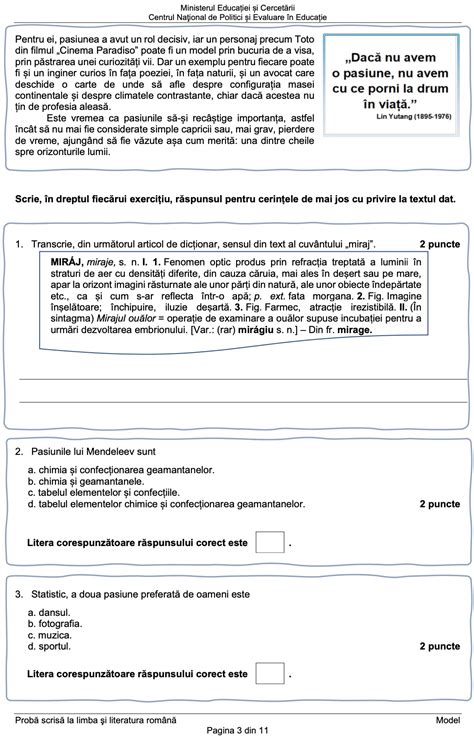 Scrisoare Model Scrisoare Evaluare Nationala