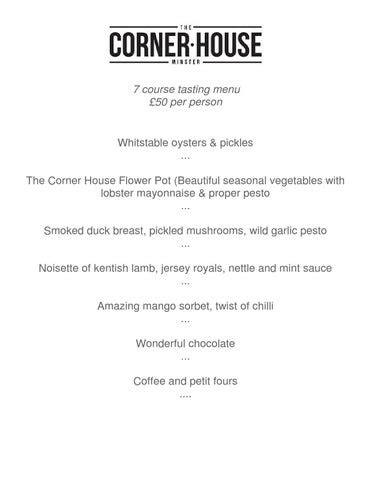 Sample fine dining menu by The Corner House - Issuu