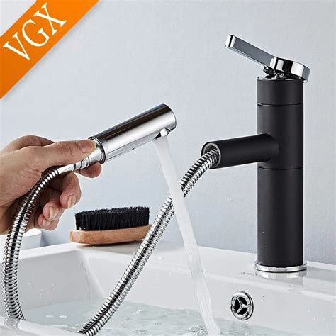 VGX Pull Out Bathroom Faucets Basin Mixer Sink Faucet Gourmet Washbasin Taps Water Tap Hot Cold