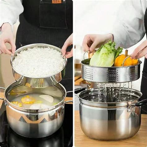 Ensemble De Casserole En Acier Inoxydable Avec Grille De Cuisson La