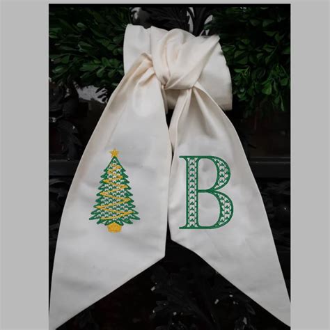 Christmas Monogrammed Wreath Sash Holiday Wreath Sash 123 Etsy