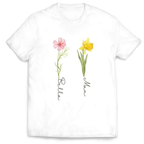 Custom Birth Month Birth Flower Personalized T Shirt Customizeaf™