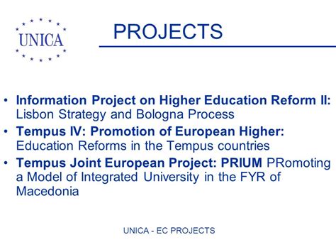 UNICA EC PROJECTS EC PROJECTS BACKGROUND STRATEGY AND RESULTS Ppt