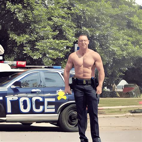 Fotografia De Policial Musculoso Sem Camisa Estrela No Peito Ao