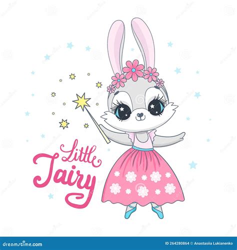 Little Fairy Cute Rabbit Fairy Vector Illustration Stock Vector