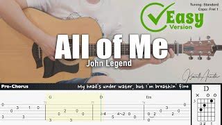 John Legend Fingerstyle Guitar All Of Me Easy Version By Kenneth