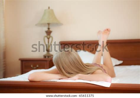 Beautiful Naked Blonde Bed White Sheets Stock Photo Shutterstock