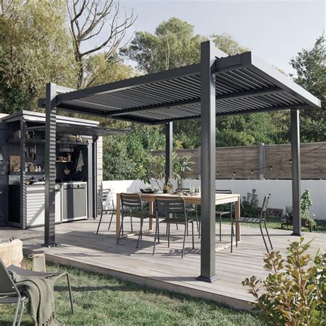 Pergola Autoportante Naterial Odyssea Persea Aluminium Gris Anthracite