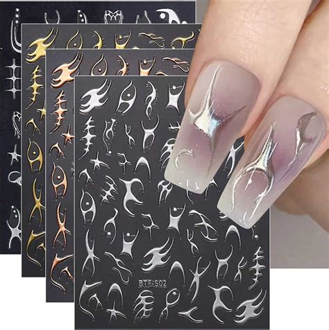 JMEOWIO Abstraite Flamme Stickers Ongles Nail Art 10 Feuilles