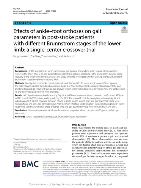 Pdf Effects Of Anklefoot Orthoses On Gait Parameters In Post Stroke