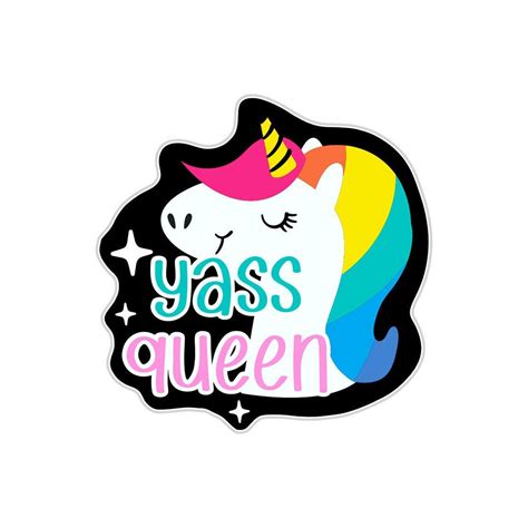 Yass Queen Rainbow Unicorn Sticker Gay Pride Month Rainbow Waterproof