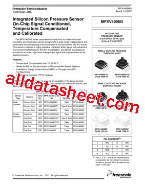 MPXV4006DP Datasheet PDF Freescale Semiconductor Inc