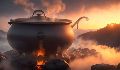 Premium AI Image Old Hot Cauldron Background Generative AI
