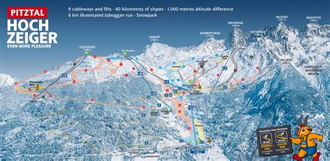 Large Detailed Piste Map Of Hochzeiger Ski Resort Pitztal Ski Area