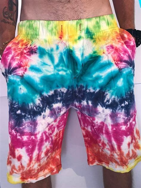 Mens Tie Dye Shorts Etsy Tie Dye Shorts Mens Linen Shorts Ties Mens