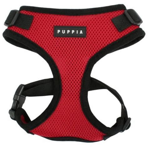 Authentic Puppia Ritefit Harness With Adjustable Neck Red Medium