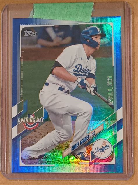 2021 Topps Opening Day Blue Foil 174 Corey Seager Los Angeles Dodgers