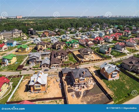 Modern Low Rise Houses In A Village In The Moscow Suburbs Russia Stock