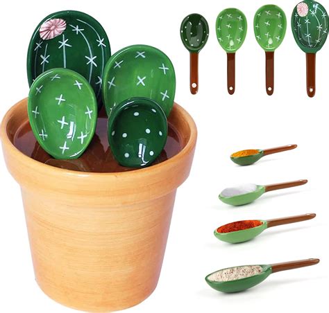 Amazon Eminent Love Cactus Measuring Spoons Set In Pot Pcs Set