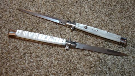 Skm Renzo Beltrame 13 Italian Stiletto Switchblade White Pearlex