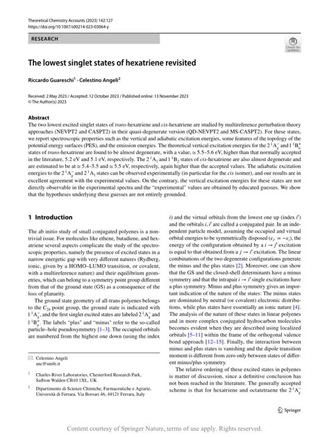 PDF The Lowest Singlet States Of Hexatriene Revisited