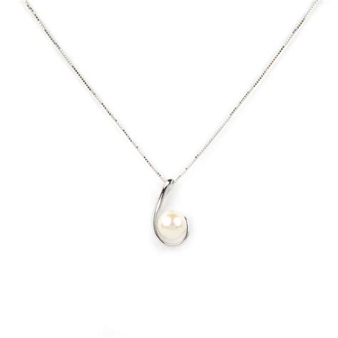 Collana Veneziana Ciondolo Perla Oro Bianco Sari Gold