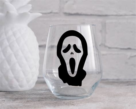 Scream Ghostface Horror Villain Stemless Wine Glass Halloween Decor Halloween Wine Glass Horror