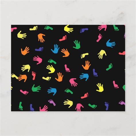 Handprint Footprint Multicolored Postcard Postcard Postcards Craft Room