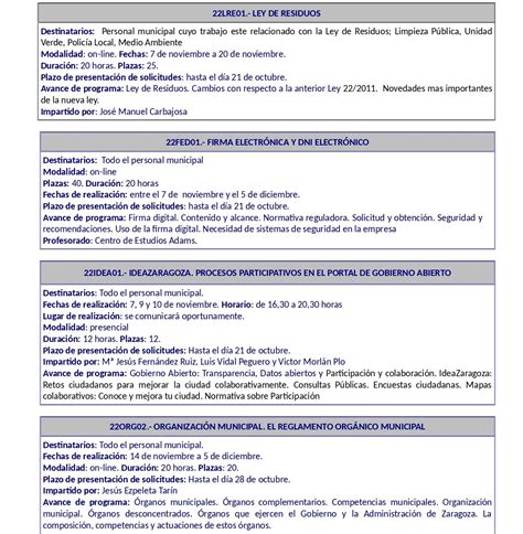 Circular De Actividades Formativas N Ayuntamiento De Zaragoza